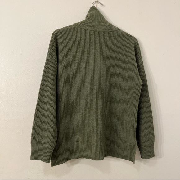 Madewell Glenbrook Half-Zip Merino Wool Blend Sweater Olive Green Size Small - Picture 5 of 7